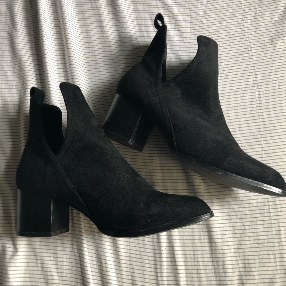 Black suede ankle booties